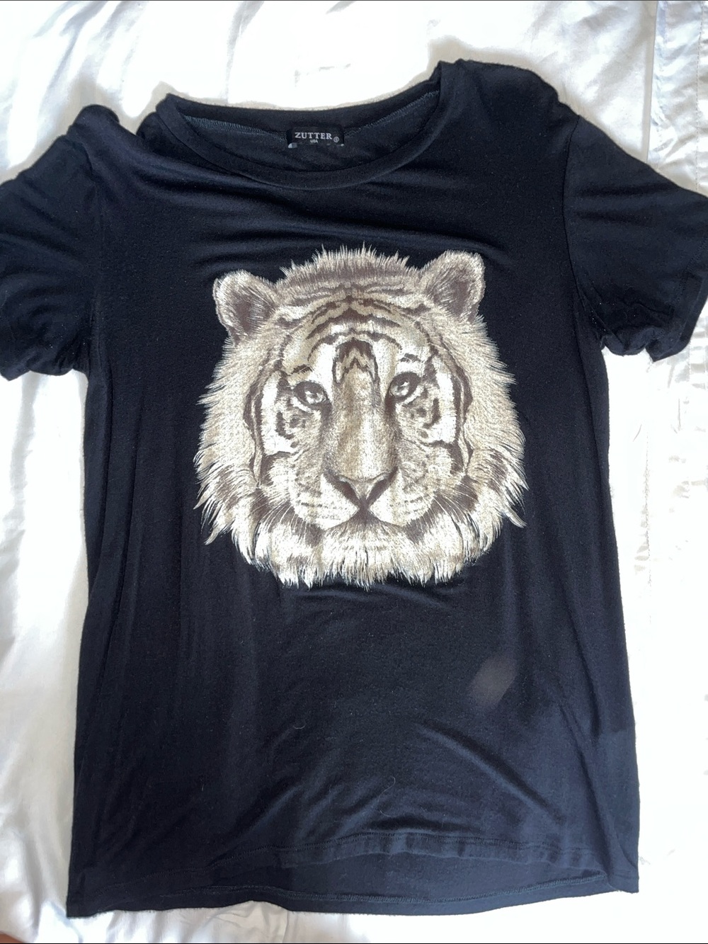 Zutter Black Short Sleeve Tee with Tiger Graphic